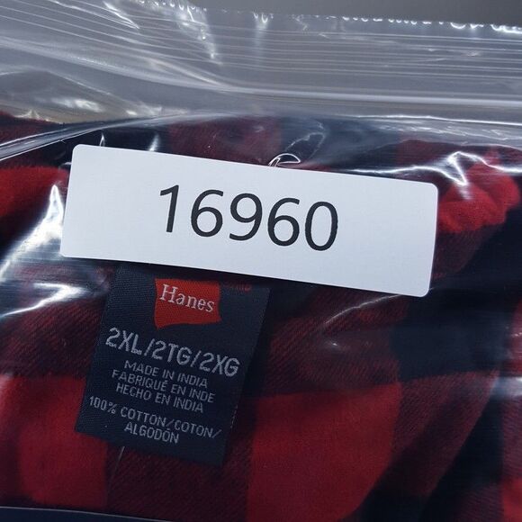 HANES Pajamas Mens Size 2XL Red Buffalo Check Big & Tall Flannel Sleepwear PJs - Picture 5 of 5